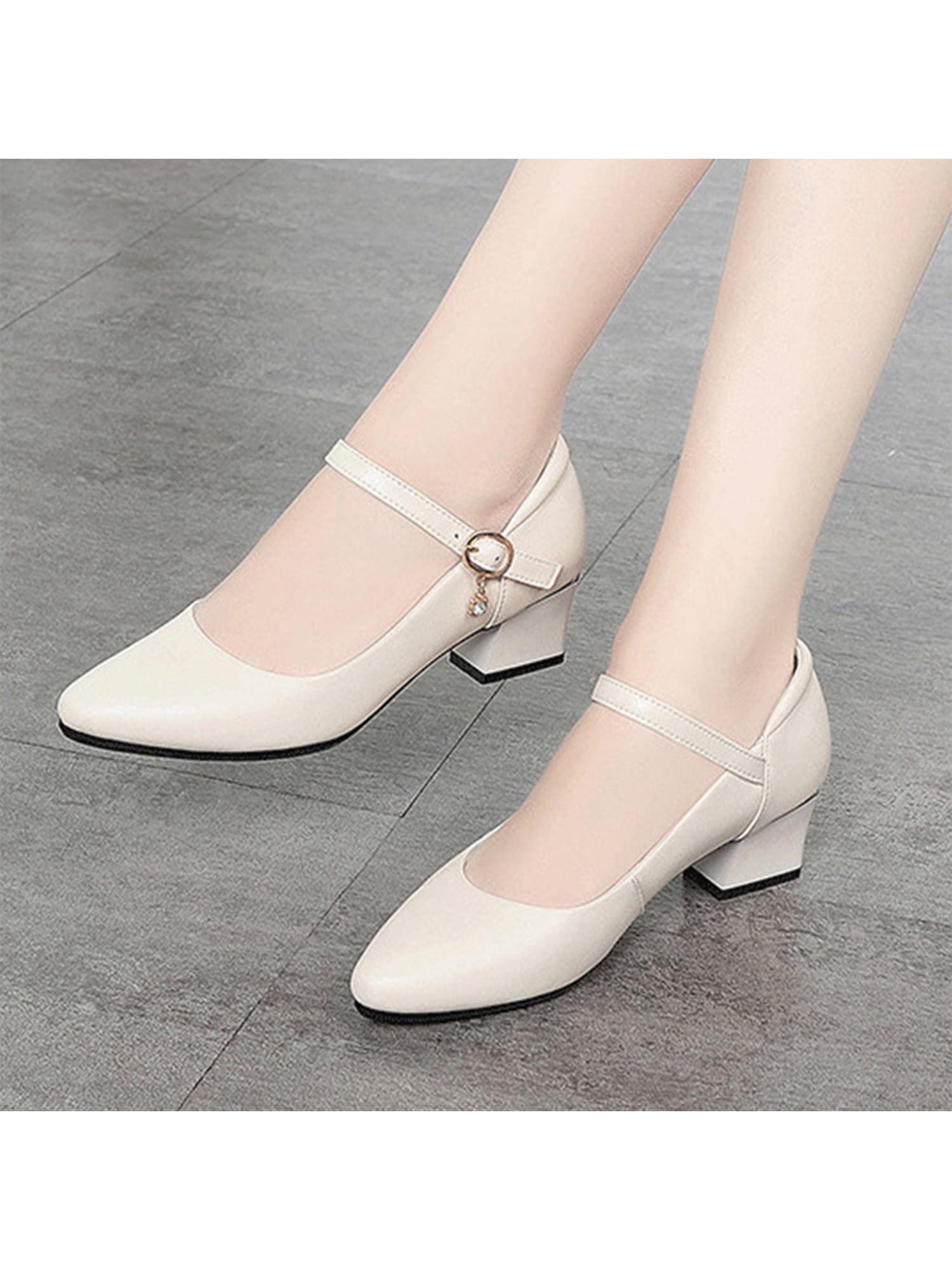 Champagne Satin Block Heel with Ankle Strap - Wedding Shoes, Bridesmaids  Shoes, Bridal Shoes