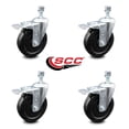 thumbnail image 2 of 5 Inch Hard Rubber Swivel ½ Inch Threaded Stem Caster Set with Total Lock Brake, 2 of 2