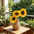 thumbnail image 5 of Artificial Sunflowers Bouquet 3 Styles, Long & Short Stem Silk Flower Arrangements, Realistic Faux Sunflowers for Home Garden Wedding Centerpiece, Party, Photography Prop, Vase Display (16"), 5 of 6