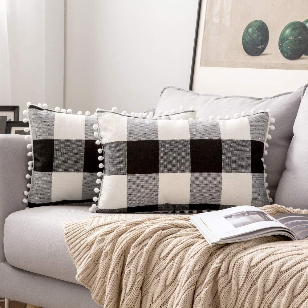 Set of 2 Retro Farmhouse Buffalo Plaid 