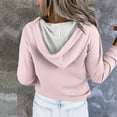 thumbnail image 4 of YUTK Women's Pullover Sweaters - Women's Solid Button Hat Rope Hooded Pocket Pullover Fashionable Sweatshirts Pink S, 4 of 6