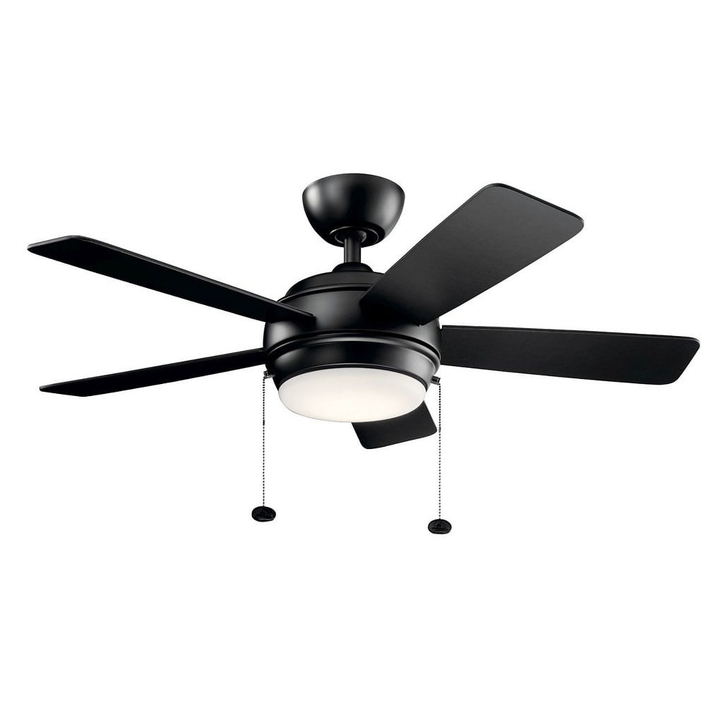 Goodwood Ridge 42 Inch Ceiling Fan with Light Kit Satin Black Finish