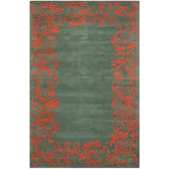 SAFAVIEH Bella Chloe Bordered Area Rug, Blue/Coral, 6' x 9'