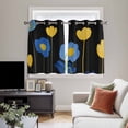 thumbnail image 5 of Blue Yellow Floral Kitchen Curtains Short 54 Inch Length, Spring Summer Pastoral Plant Leaf Grommet Top Bedroom Living Room Curtains, Light Filtering Cafe Curtain Drapes 2 Panels Set 84''x54'', 5 of 9