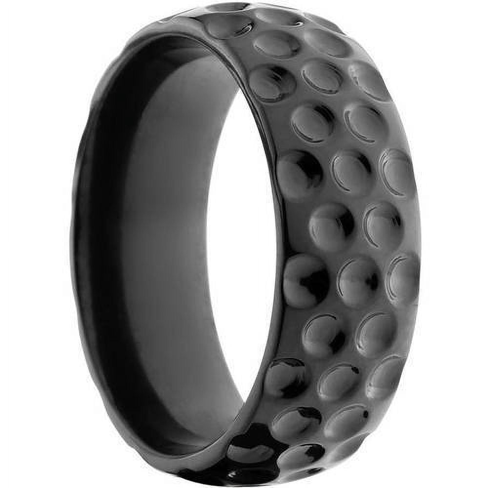 8mm Half-Round Black Zirconium Ring with a Milled Golf Ball Dimple Design