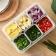 thumbnail image 4 of Paquete de 2 contenedores de almacenamiento de alimentos con tapas, bandeja para frutas y verduras con 12 divisores pequeños, contenedores de almacenamiento de plástico para nevera, despensa, 4 of 5