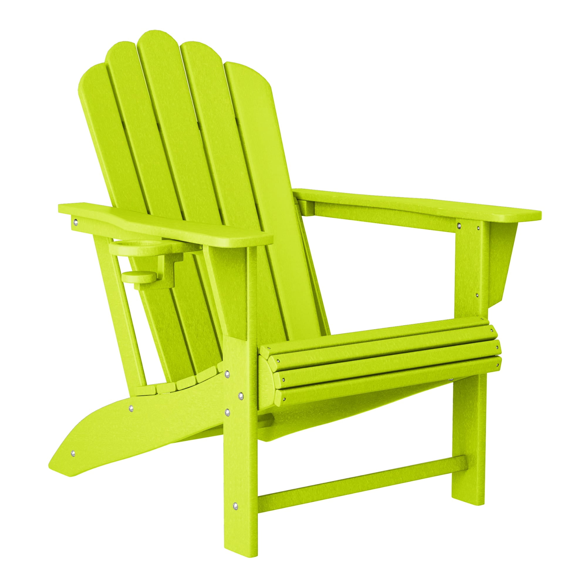 WestinTrends Highland Outdoor Patio HDPE Adirondack Chairs With Cup Holders (Set of 8), Lime