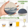 thumbnail image 2 of Yayeee 6 PCS Drink Coasters with Holder Set Woven Absorbent Round Tabletop Hot Pad, Watercolor Mountains, 2 of 7