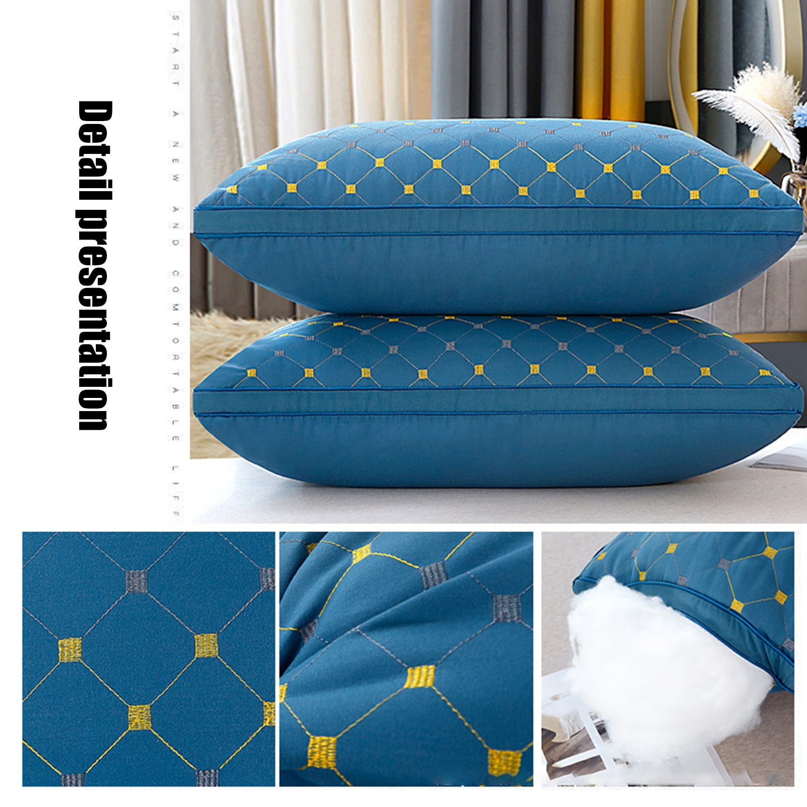 Asxite Home Bedding Pillow,Hotel Collection Bed Pillows For Sleeping 1pc Pillows For Side And Back Sleepers Bedding Bed Pillows For Sleeping Cool Hotel Quality Gusseted Pillow For Back
