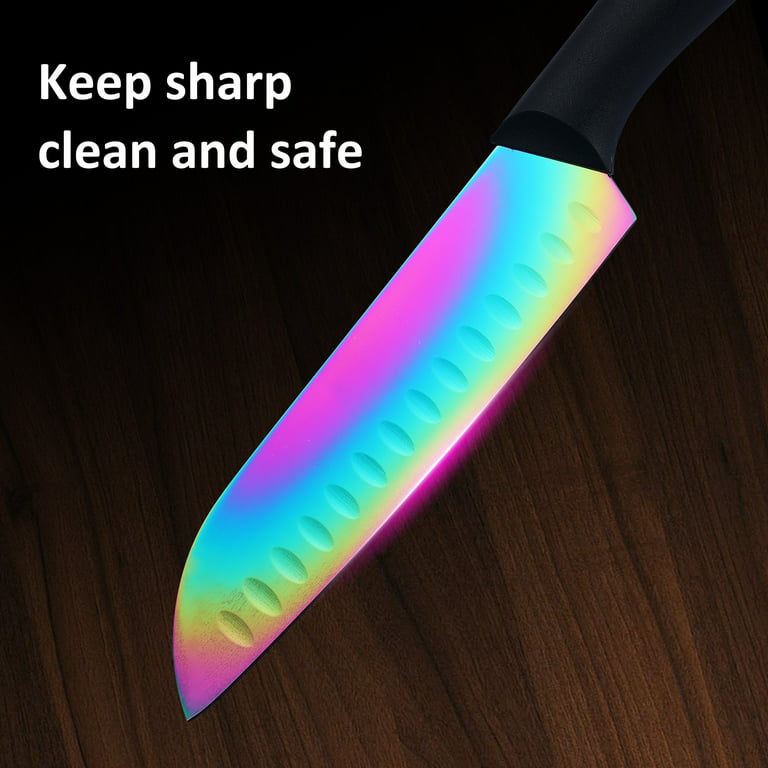 Marco Almond DISHWASHER SAFE Rainbow Titanium Knife Set