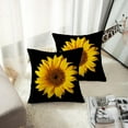 thumbnail image 3 of Set of 2 Throw Pillow Covers Sunflower Yellow Black Sun Flowers Decor Pillowcases Polyester 16 X 16 Inch Square Hidden Zipper Home Cushion Decorative Pillowcase, 3 of 6