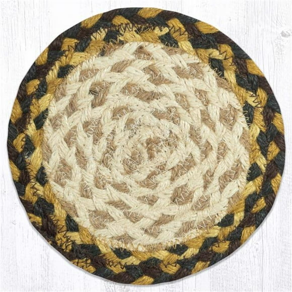 Capitol 52-LC051 7 x 7 in. Jute Round Coaster&#44; Fir & Ivory - Large