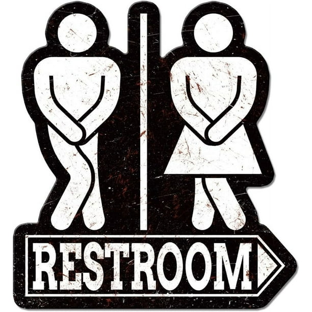 Letrero de hojalata vintage para baño, divertido letrero de hojalata para baño, decoración de pared con gancho resistente para baño, inodoro, baño, bar y club.