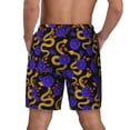 thumbnail image 4 of Uemuo Golden Snake And Purple Rose Pattern Mens Swim Trunks Quick Dry Board Shorts with Mesh Lining, Stretch Beach Shorts Quick Dry No-Chafing Board Shorts-XX-Large, 4 of 9