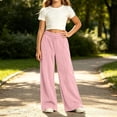 thumbnail image 4 of LUGOGNE Girls Corduroy Pants with Pockets - Elastic Waist Straight Leg Casual Sweatpants Kids Clothing Pink,Size 12, 4 of 8