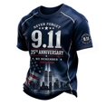thumbnail image 2 of Xneal 911 25th Anniversary T-Shirt Short Sleeve Casual Never Forget 911 Print Blue Shirts for Men Size 2XL, 2 of 5