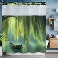 thumbnail image 6 of Willow Whispering Leaves No Hooks Shower Curtain with Snap-in Liner Boat Green Lake Plant Shower Curtains for Bathroom, Waterproof, Easy Install, Washable 72"x78", 6 of 9