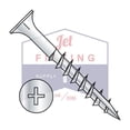 thumbnail image 2 of #8 x 1 1/8" Deep Thread Wood Screws | Phillips | Flat Head | Steel | Zinc | Type 17 Pt | With Nibs (Quantity: 8500), 2 of 2