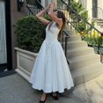 thumbnail image 4 of Women's Deep V Halter Maxi Dress, Solid Cutout Flowy Backless Summer Dress, 4 of 6