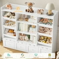thumbnail image 3 of Hiphuta 55" Wide Toy Storage Organizer with 4 Removable Drawers, 4-Tier Kid Bookcase with 6 Bins, Toy Organizer with Bookcase for Kid Bedroom Playroom, White, 3 of 9