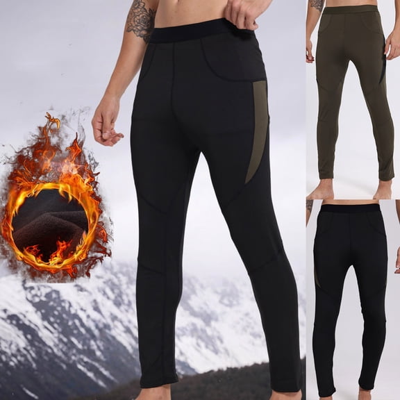Men's thermal Underwear Long Johns Bottom with Soft Warm Lining, Heavyweight Cold Weather Base Layer Pants Size 4XL Black
