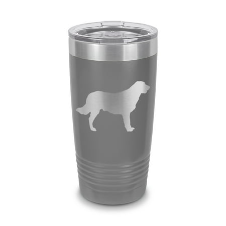 

Flat Coated Retriever Tumbler 20 oz - Laser Engraved w/ Clear Lid - Stainless Steel - Vacuum Insulated - Double Walled - Travel Mug - dog canine pet - Gray