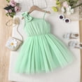 thumbnail image 2 of Tfken Summer Dresses For Girls Sleeveless Solid Color Tutu Tulle Dresses With Bowknot For Party Trendy Toddler Soft Clothes Green Size 3-4 Years, 2 of 6
