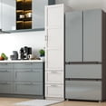 thumbnail image 3 of FFZ Standard Kitchen Pantry Tall Freestanding Cabinet With One Door And Two Drawers White, 3 of 11