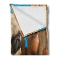 thumbnail image 2 of Pug Soft Flannel Fleece Throw Blanket, Puppy Photography with Sad Dog and Wildflowers on a Park Bench, Cozy Plush for Indoor and Outdoor Use, 50" x 70", Pale Brown Yellow Blue, by Ambesonne, 2 of 5