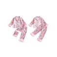 thumbnail image 2 of RUINIXCW Kids Toddler Baby Girl Christmas Silk Stain Pajamas Set Spring Fall Winter PJS Sleepwear Long Sleeve Button Down Collar Shirt Tops Pants Set, 2 of 9
