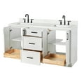 thumbnail image 3 of Ariel Kelly 66 Inch Double Rectangular Sink Bathroom Vanity With Carrara White Quartz Countertop 1.5 inch Edge In White, 3 of 6