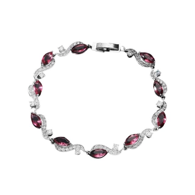 Minnieouse Cadenas geométricas de cobre Brazalete de circón Decoración de mano Decoraciones Novia Joyería Regalo de fiesta de cumpleaños Joyas Ropa, zapatos y accesorios Miscelánea Rosa roja Minnieouse AP014500-04