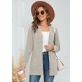 thumbnail image 6 of SHOWMALL Women's Long Sleeve Open Front Cardigan Button Down Apricot S Ribbed Lightweight Knit Outerwear with Pocket, 6 of 7