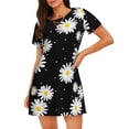 thumbnail image 1 of Easygdp Daisies Flowers Camisón de manga corta para mujer, informal, estampado, 1 of 6