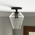 thumbnail image 2 of Henn&Hart 7" Modern Metal Semi Flush Mount with Gem-Shaped Glass Shade in Black, 2 of 3