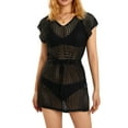 thumbnail image 1 of Gureui Women Swimsuit Cover Up Mesh Sheer Crochet Knit Tunic Top Short Sleeve Tie Waist Bikini Bathing Suit Hollow Out Split Hem Beach Swimwear, 1 of 9