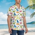 thumbnail image 6 of Uemuo Cute Dinosaur Printed Regular Fit Short Sleeve Casual Hawaiian Shirt for Men,Aloha shirt,Tropical shirt,Floral print shirt,Vacation Beach shirt-, 6 of 9