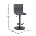 thumbnail image 6 of BizChair Modern Gray Vinyl Adjustable Bar Stool with Back, Swivel Stool with Black Pedestal Base and Footrest, 6 of 11
