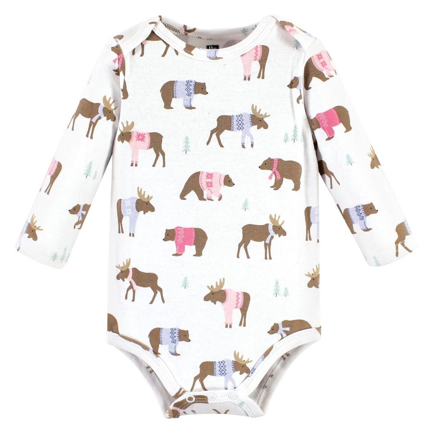 Hudson Baby Cotton Long-Sleeve Bodysuits, 3-Pack, Newborn- 24 Months