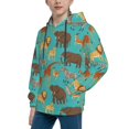 thumbnail image 2 of Picia Cute Animals Pattern Youth Hoodie - Warm Pullover Sweatshirt with Kangaroo Pocket, Ideal for Boys and Girls-Small, 2 of 6