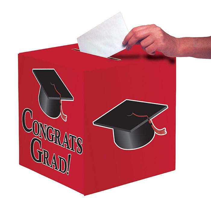 Black White 9 x 9 "Congrats Grad" Graduation Card Box 