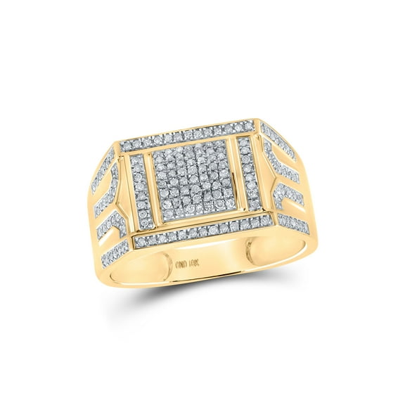 10kt Yellow Gold Mens Round Diamond Square Ring 3/8 Cttw