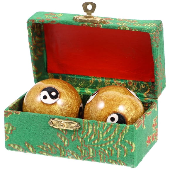 LEEYNEER 2 Pcs Massage Ball Stress Balls for Adults Hand Training Balls Baoding Balls Reusable Metal Balls Elderly