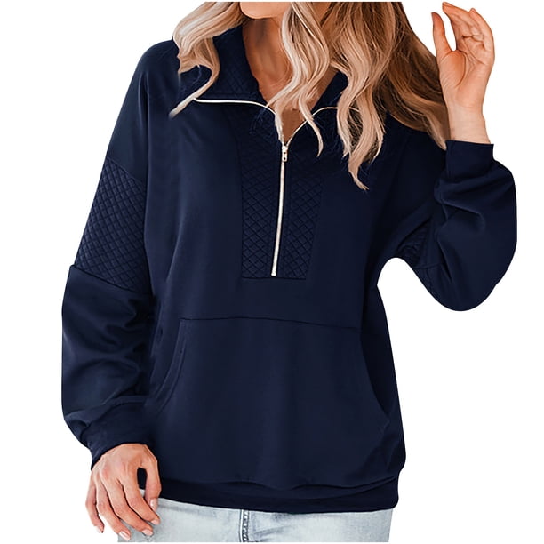 Suéter de moda para mujer Soild Trun-Down Collar Blusa de manga larga para mujer Fridja fhghd4828