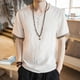 thumbnail image 2 of Camisetas de lino con gráficos para hombre, camisetas de gran tamaño para hombre, camisetas con cuello en V, sin logotipo, azules, básicas, de manga corta, informales, modernas y geniales, 2 of 5