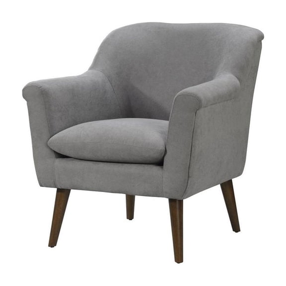 Shelby Steel Gray Woven Fabric Oversized Armchair with Walnut Finish Wooden Legs
