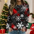 thumbnail image 3 of Women's Plus Christmas Sweaters Fashion Festive Graphic Long Sleeve Round Neck Casual Pullover Warm Tops (4XL, Black), 3 of 5