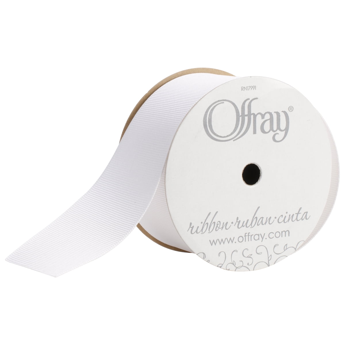 Offray Grosgrain Ribbon 1-1/2X12'-White