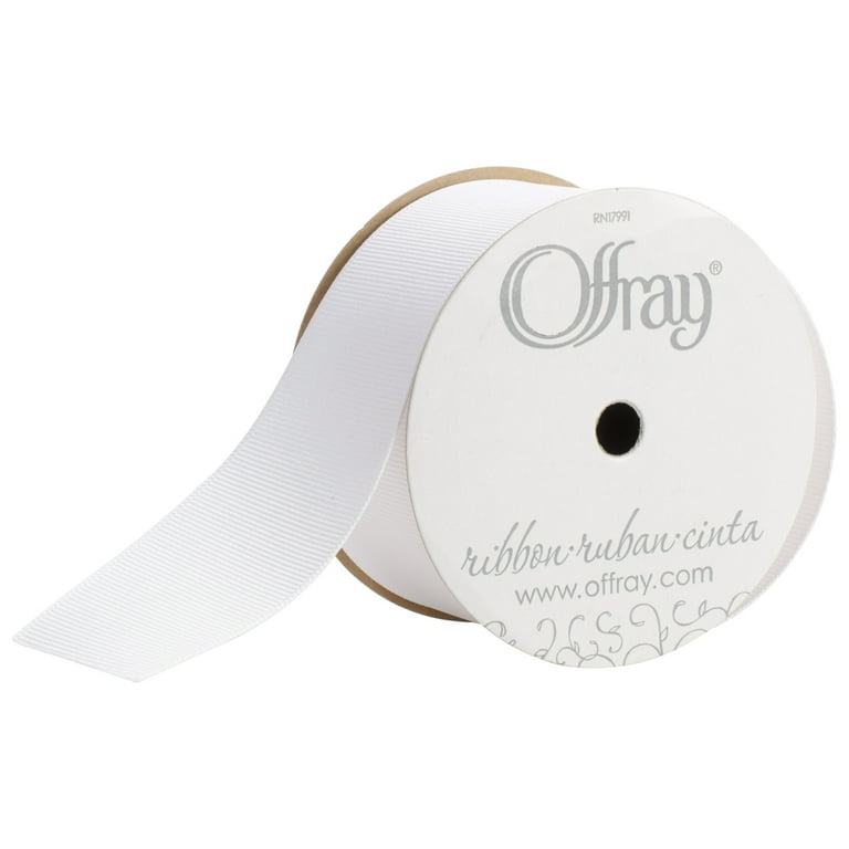Offray Single Face Satin Ribbon 1-1/2X12'-Antique White