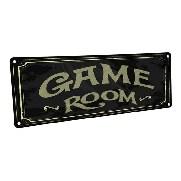 Game Room 4"x12" Metal Sign, Wall Décor for Mancave, Den, and Gameroom